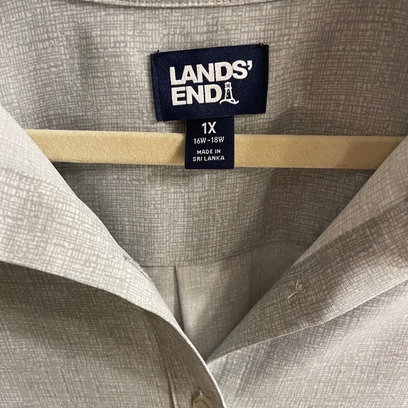 Lands' End Women's Long Sleeve Twill Belted Print Shirt Dress, 1X - Picture 5 of 6